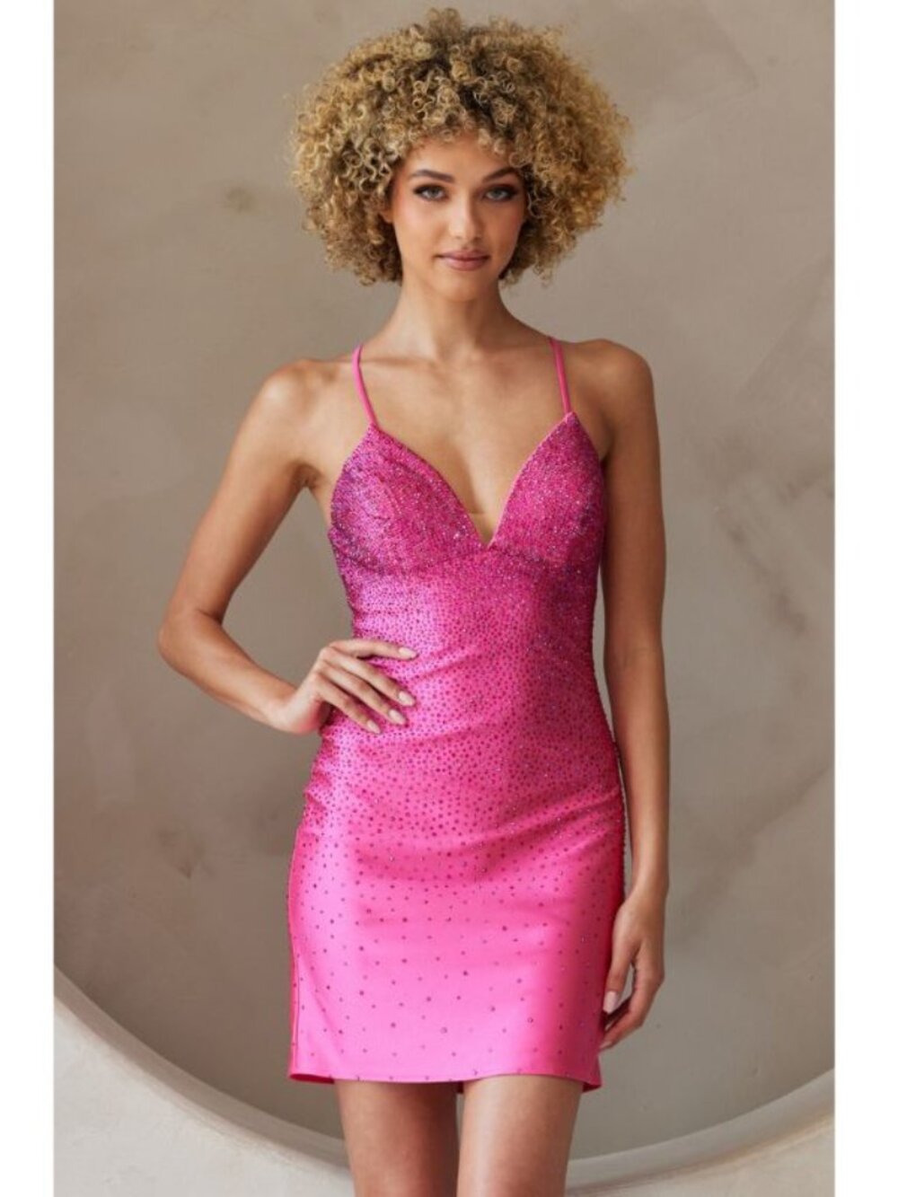 Clearance Hot Pink Size 6 Lace-Up Back Homecoming Dress by Amelia Couture 3100S